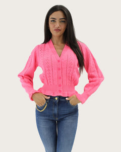 Maglia cardigan rosa fluo MK96M36E2