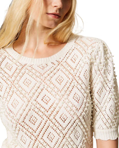 Twinset Maglia in cotone con perle