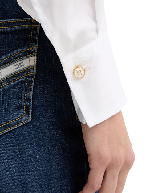 Elisabetta Franchi camicia cropped in cotone
