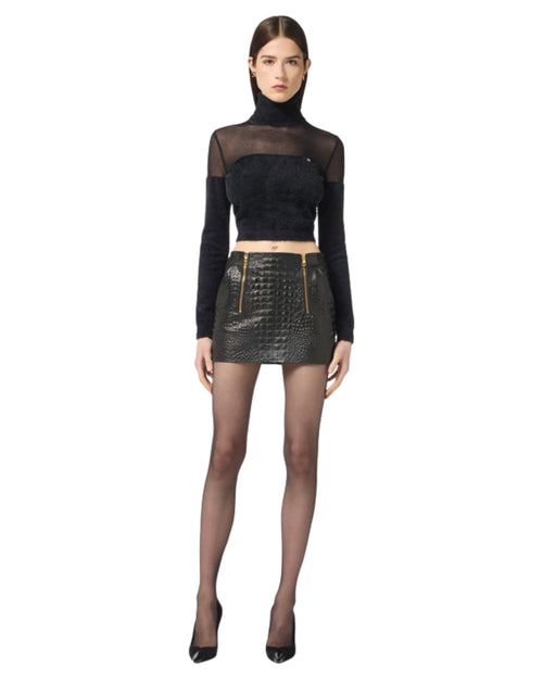 Elisabetta Franchi maglia dolcevita effetto pelliccia