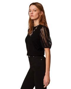 Twinset Maglia con maniche in pizzo