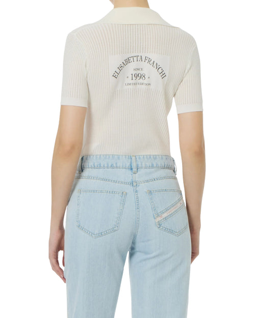 Elisabetta Franchi Polo in maglia con stampa logo