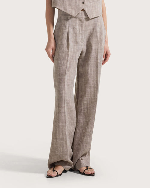 Seventy Pantalone gessato in misto lino