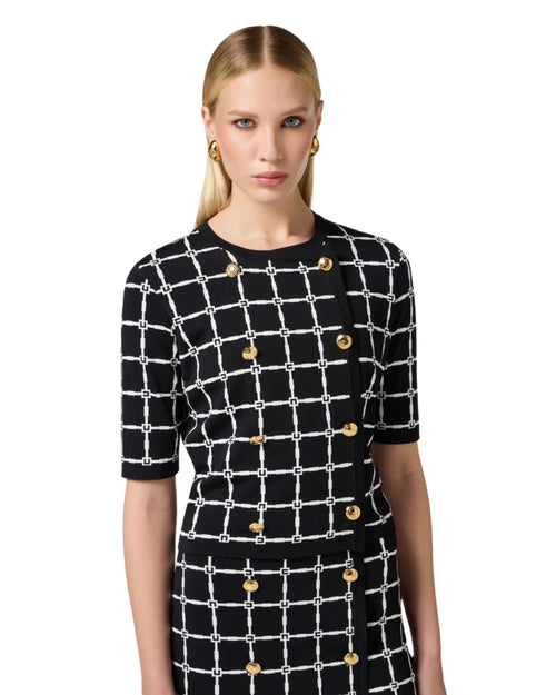 Elisabetta Franchi maglia cardigan jacquard logo