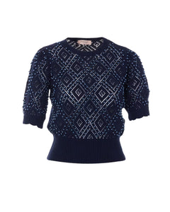 Twinset Maglia in cotone con perle