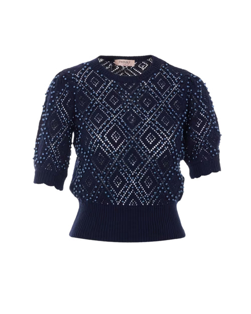 Twinset Maglia in cotone con perle