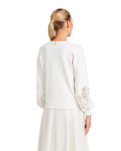 Twinset Maglia scollo V con ricami in tulle