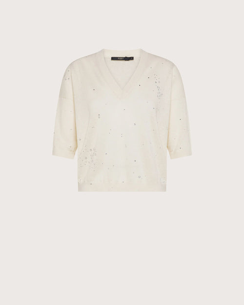 Seventy Maglia in cotone e lino con strass