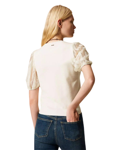 Twinset Maglia con maniche in pizzo