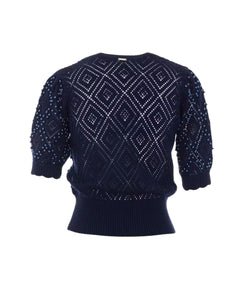 Twinset Maglia in cotone con perle