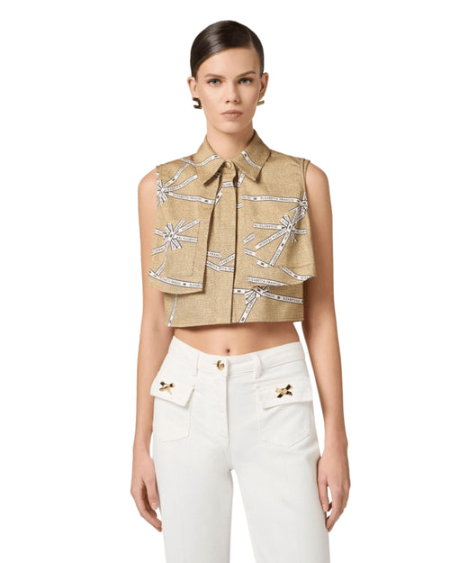 Elisabetta Franchi Camicia crop logo CA12552E2 – Soreca Moda