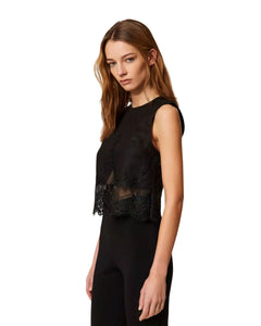 Twinset Top in pizzo dalla linea dritta