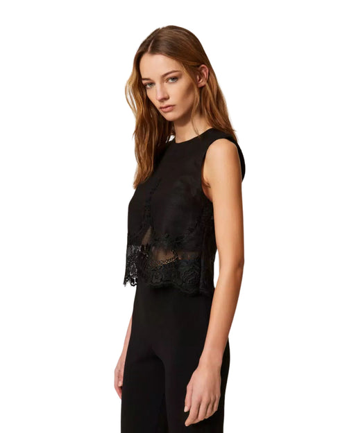 Twinset Top in pizzo dalla linea dritta