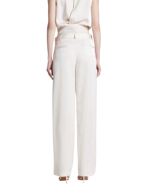 Simona Corsellini Pantalone elegante con baschina in raso