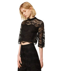 Twinset Blusa in pizzo macramè