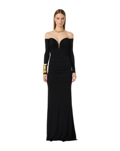 Elisabetta Franchi Abito Red Carpet scollo cuore e drappeggi