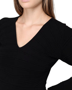 Twinset Maglia Scollo V Con Rilievi Orizzontali