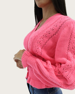 Maglia cardigan rosa fluo MK96M36E2