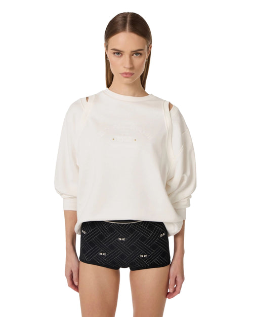Elisabetta Franchi Felpa cut out con ricamo logo
