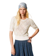 Twinset Maglia in cotone con perle
