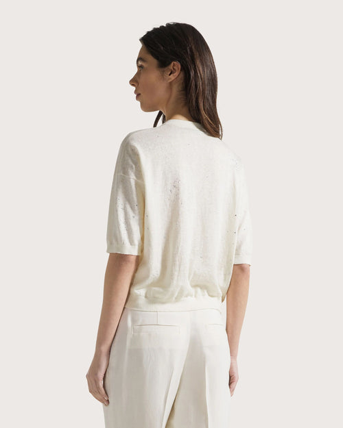 Seventy Maglia in cotone e lino con strass