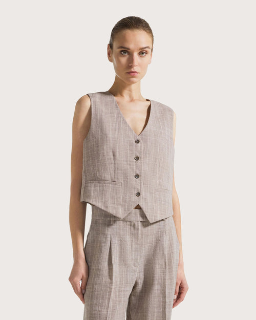 Seventy Gilet gessato in misto lino