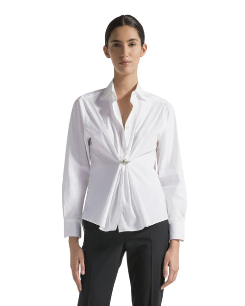 Seventy Camicia in cotone con spilla gioiello