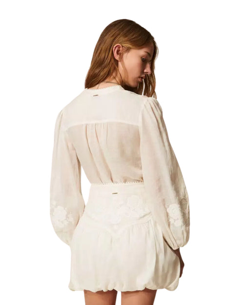 Twinset Blusa morbida in misto lino