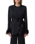 Blazer nero elegante con piume Twinset 242TP2450