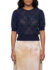 Twinset Maglia in cotone con perle