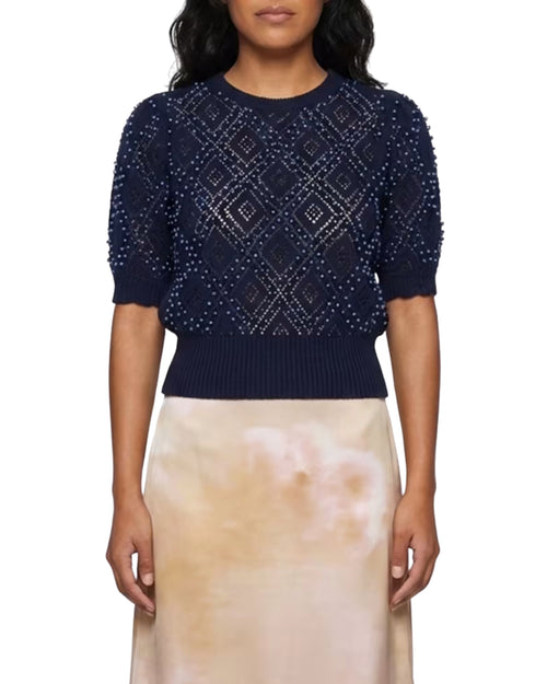 Twinset Maglia in cotone con perle