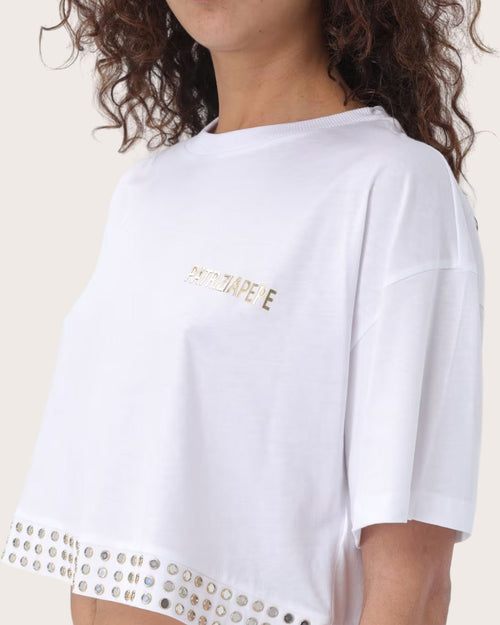 Patrizia Pepe T-shirt Crop in cotone 8M1608/J043