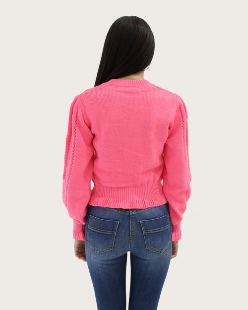 Maglia cardigan rosa fluo MK96M36E2