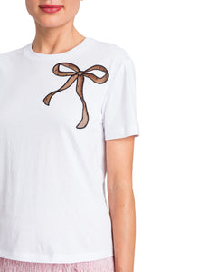 Twinset T-shirt in cotone con fiocco in tulle