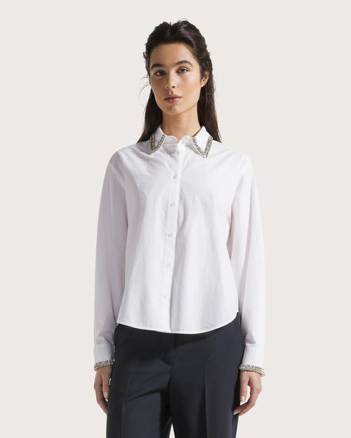 Seventy Camicia in cotone con collo gioiello