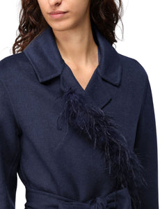 Cappotto elegante in misto lana con piume 242TP2065 Twinset