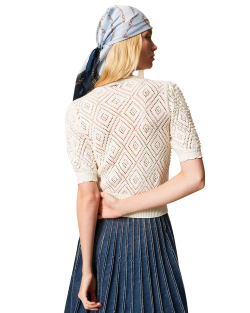 Twinset Maglia in cotone con perle