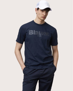 Blauer T-Shirt stampa logo 24SBLUH02142 004547