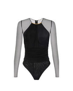 Elisabetta Franchi Body  in jersey crêpe e tulle