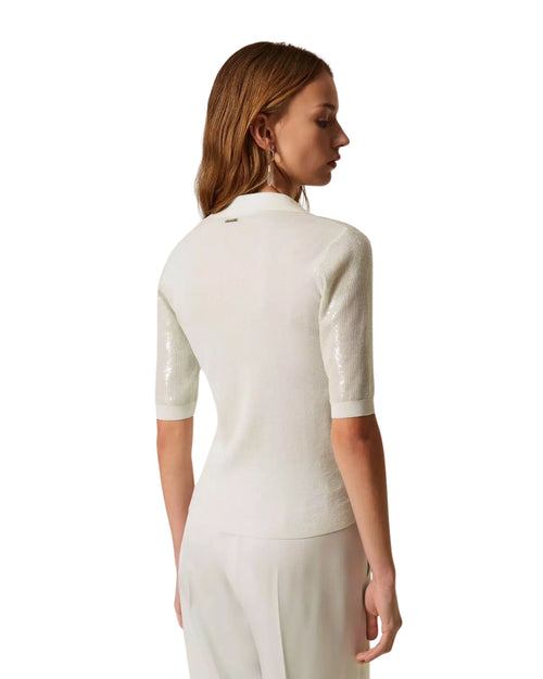 Twinset Polo in maglia con paillettes