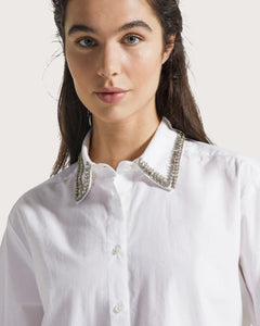 Seventy Camicia in cotone con collo gioiello