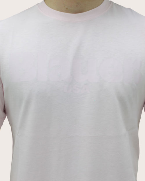 Blauer T-shirt con stampa logo