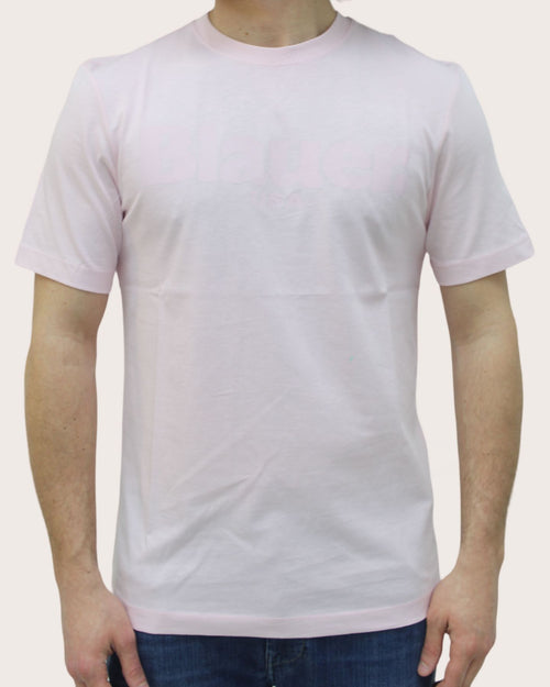 Blauer T-shirt con stampa logo